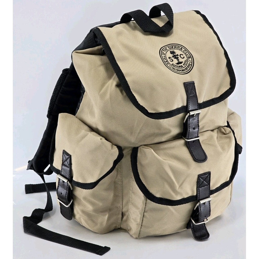 VTG Seal of The Sierra Club Embroidered Backpack Hiking Camping leather straps